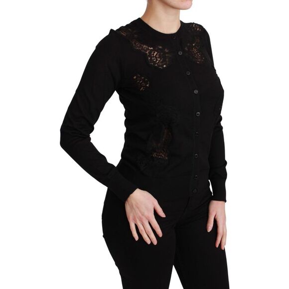 Dolce & Gabbana Black Cashmere Lace Cardigan Women's Sweater